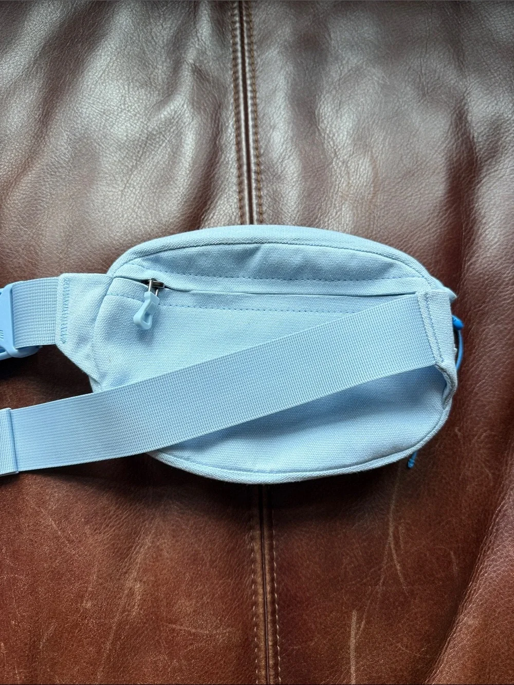 NWOT Vessi Powder Blue Canvas Belt Bag with Embroidered Logo